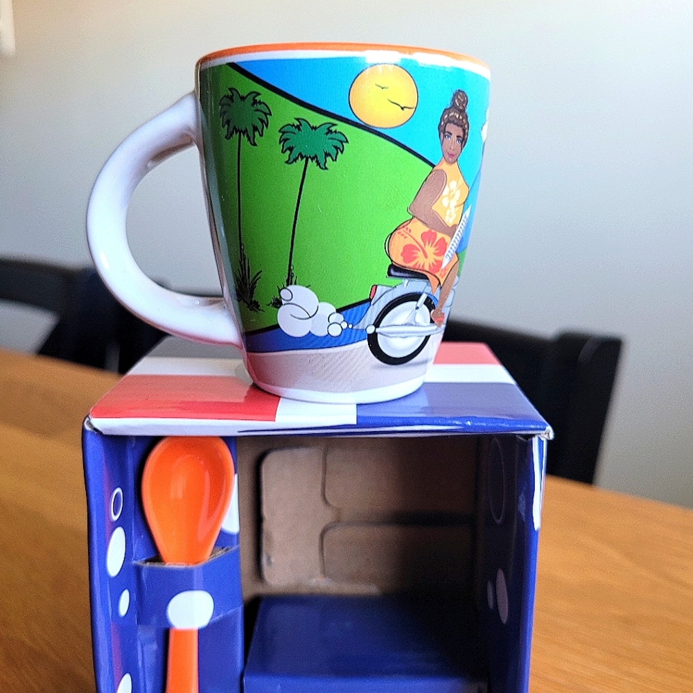 Cappuccino/Espresso Coffee Mug with Spoon Dominican Republic Small - Picture 2 of 6